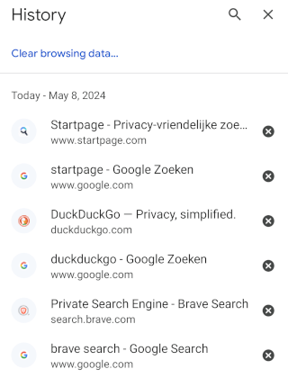 Chrome mobile internet history