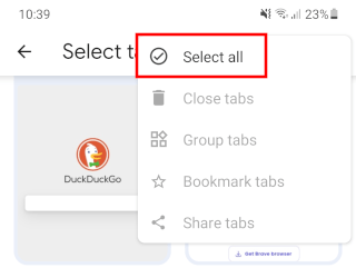 Chrome mobile select all tabs