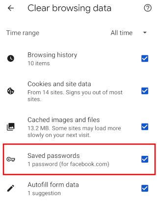 Chrome mobile select saved passwords