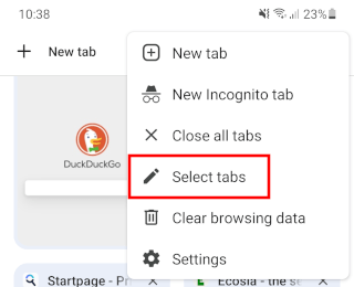Chrome mobile select tabs