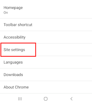 Chrome mobile site settings