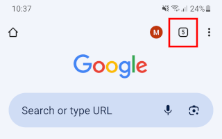 Chrome mobile tabs button