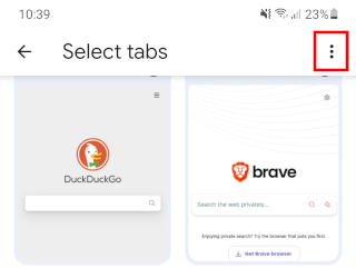 Chrome mobile tabs options button