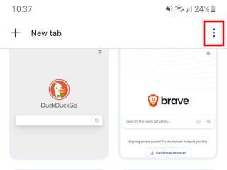 Chrome mobile tabs options button