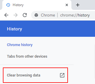 Clear browsing data in Google Chrome