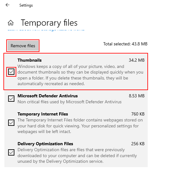 Clear the thumbnail cache in Windows 10