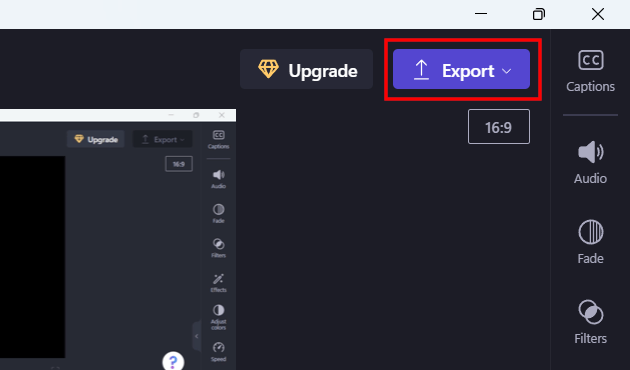 Clipchamp export button