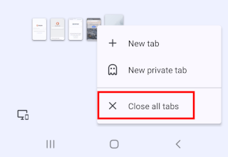 Close all tabs in Opera browser on Android