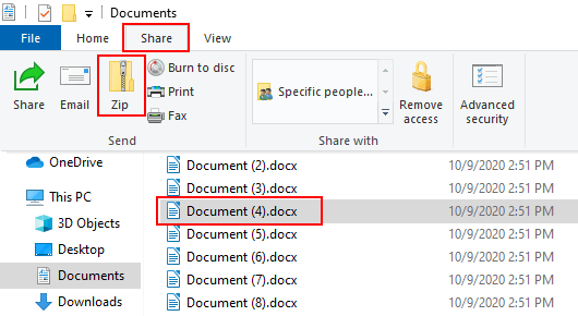 Compress a file or folder into a ZIP file in Windows 10