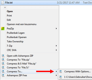 compress files and folders using ashampoo free zip