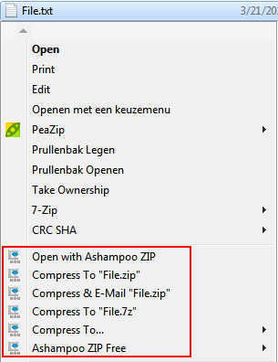 compress files and folders using ashampoo free zip