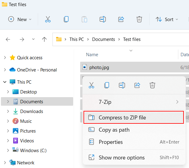 Compress to ZIP file