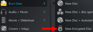 make a encrypted data disc using ashampoo burning studio