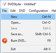 create a new dvd in dvdstyler