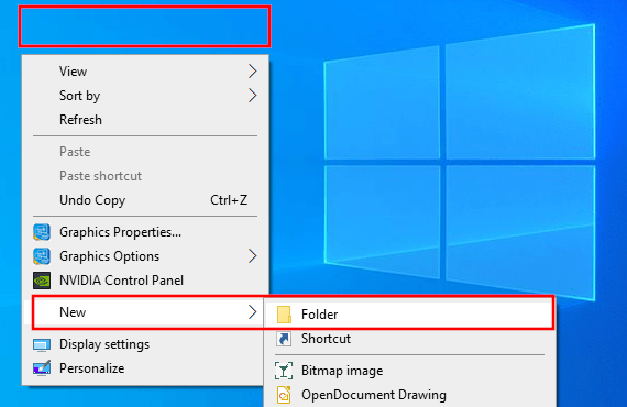 Create a new folder in Windows 10