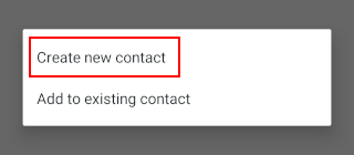 Create new contact option in WhatsApp