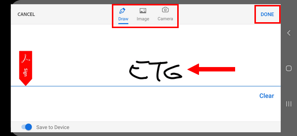 Créer une fenêtre de signature dans Adobe Acrobat Reader sur Android