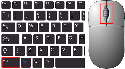 Ctrl keyboard key and mouse scroll button