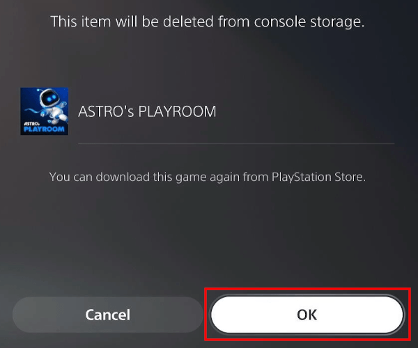 Delete a game on the PS5