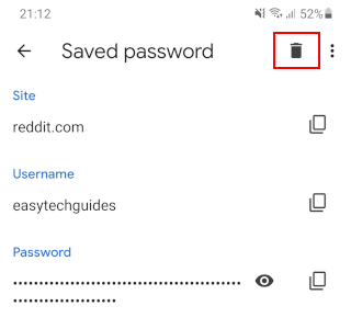 Supprimer un mot de passe enregistré dans Google Chrome sur Android