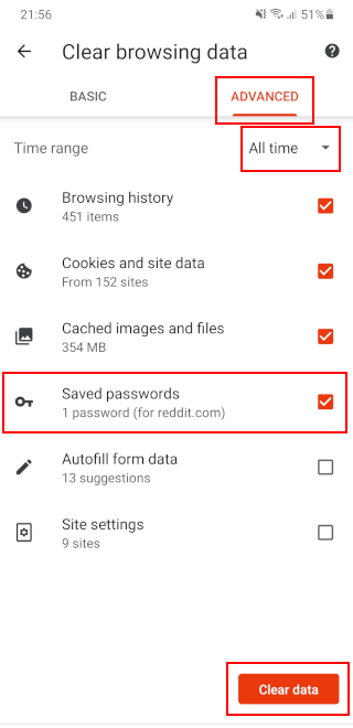 Supprimer tous les mots de passe enregistrés à la fois dans Brave sur Android