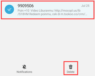 Delete message on Samsung Galaxy Android 9