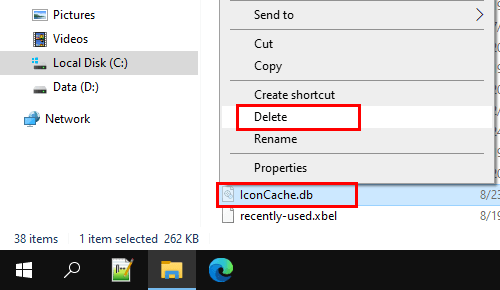 Delete the IconCache.db file