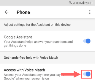 Disable Access with Voice Match