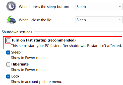 Disable Fast Startup in Windows 10 and 11