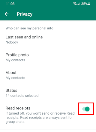 Disable read receipts on WhatsApp on Android