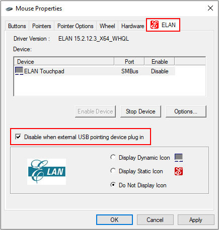 Disable touchpad when mouse is plugged-in on an HP laptop