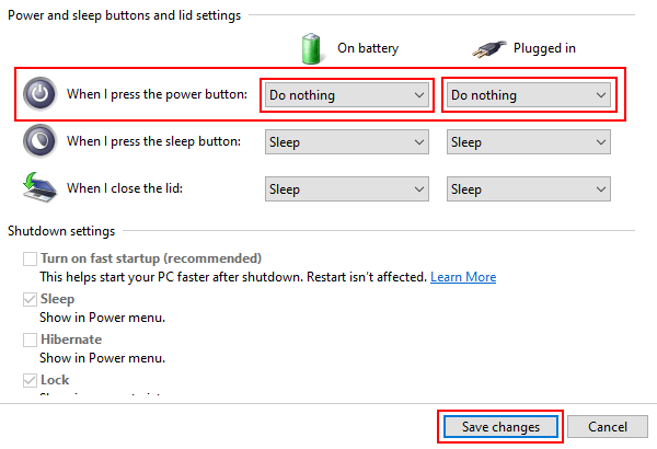 Disable your PC's power button in Windows 10