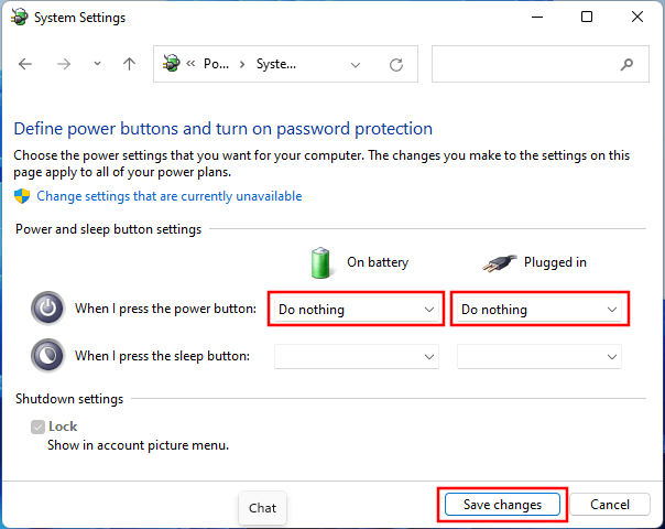 Disable your PC's power button in Windows 11