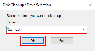 Disk Cleaup Drive selection