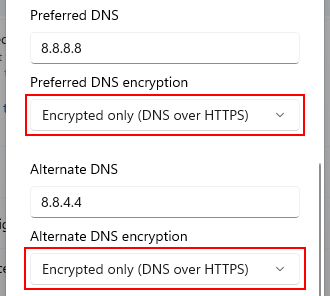 DNS encryption in Windows 11