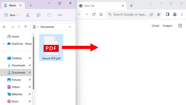 Drag a PDF file into a web browser