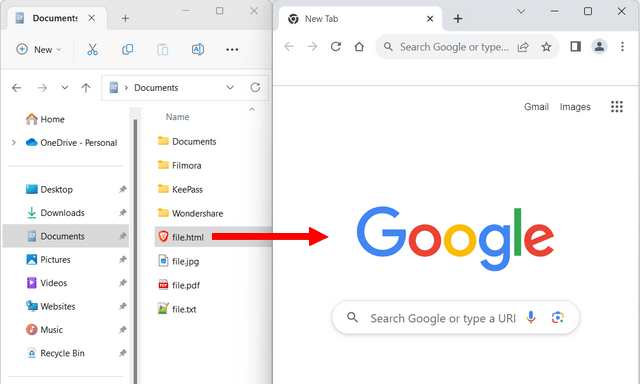 Drag file from File Explorer to web browser