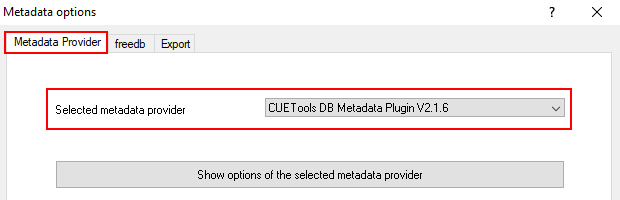 EAC metadata provider settings