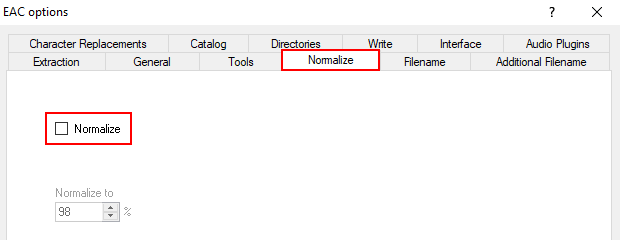 EAC normalize settings