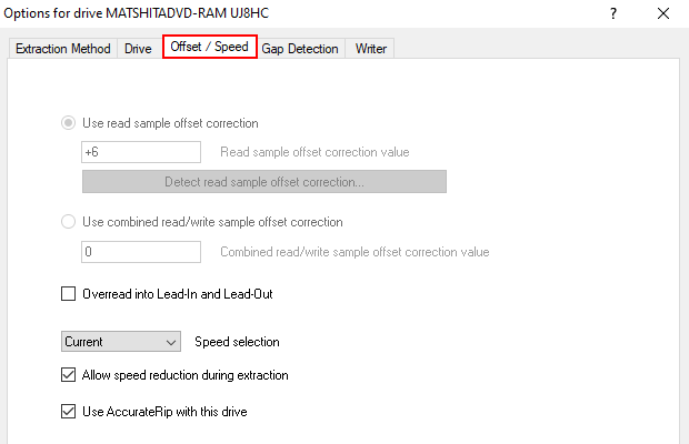 EAC Offset / Speed options