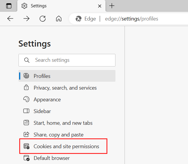Edge Cookies and site permissions