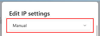 Edit IP settings in Windows 11