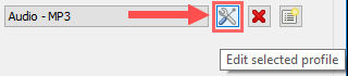 edit selected profile in vlc media player