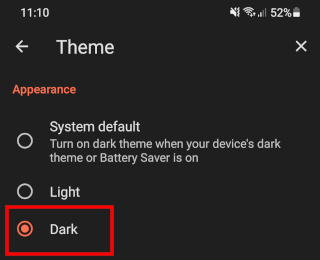 Enable dark mode in Brave browser on Android