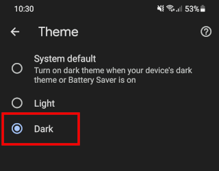Enable dark mode in Google Chrome on Android