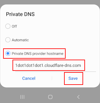 Enable Private DNS on an Android phone