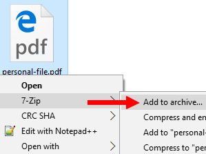 encrypt files and folders using 7-zip 1
