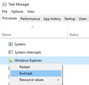 what happens if you end windows explorer process