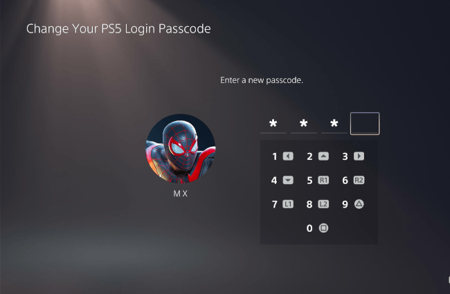 Enter a new passcode for the PS5