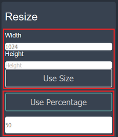 Enter a size for your images on imageresizer.online